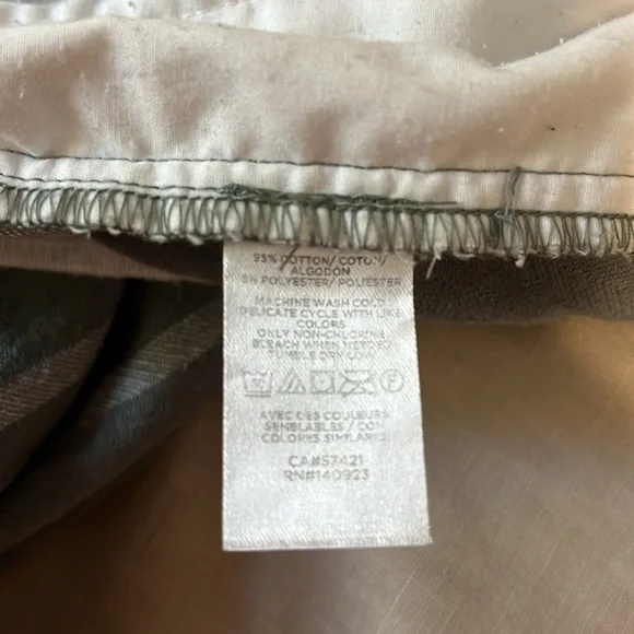 Loft Outlet Womens Sz L high rise straight elastic cotton pants Sage striped - Picture 5 of 8